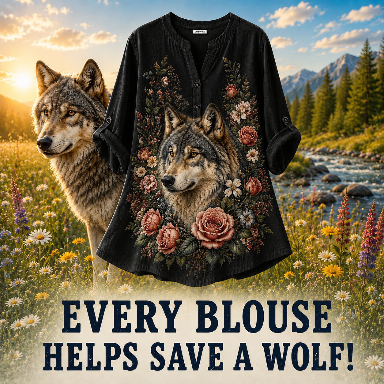 Wolf Mission Summer Blouse