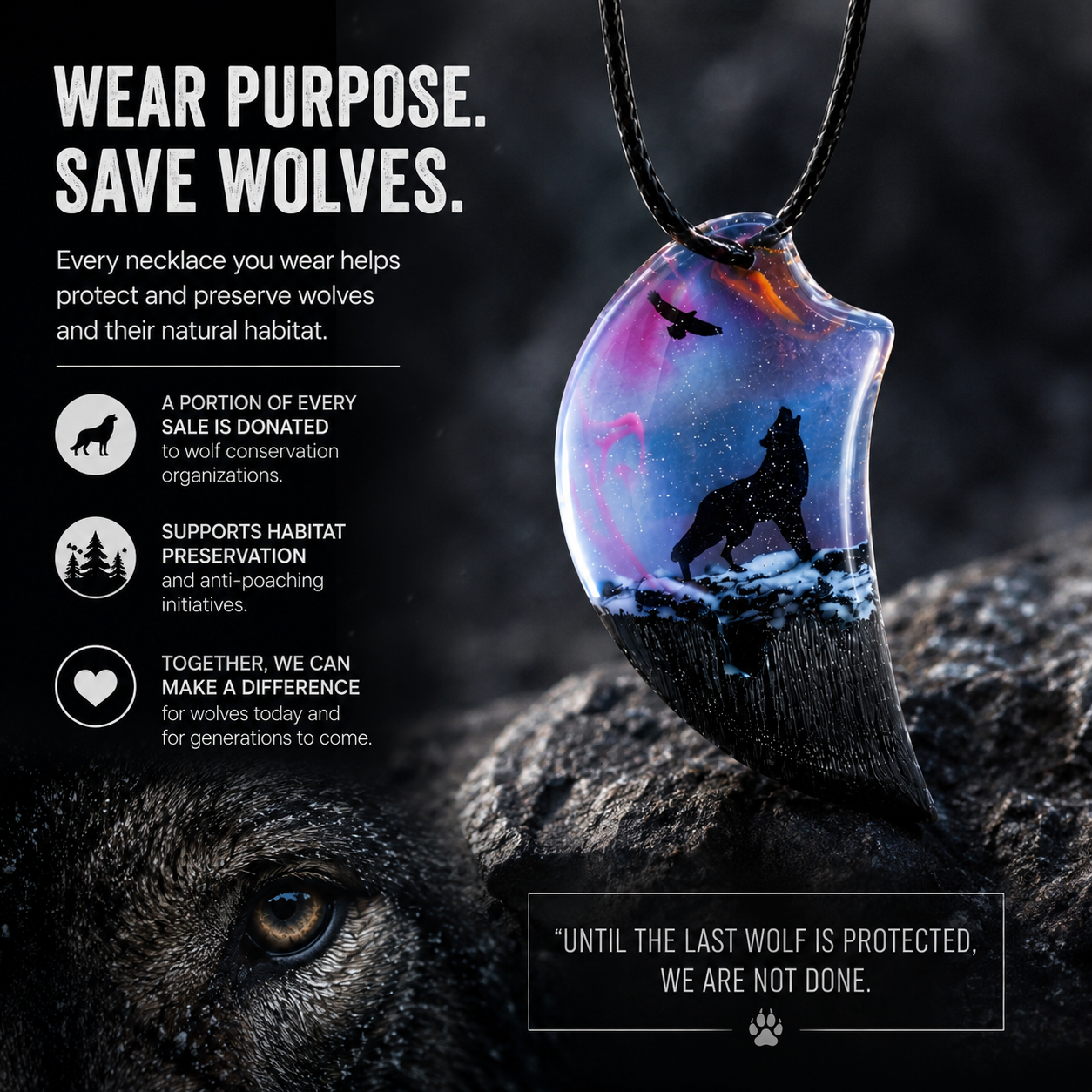 Save A Wolf Necklace