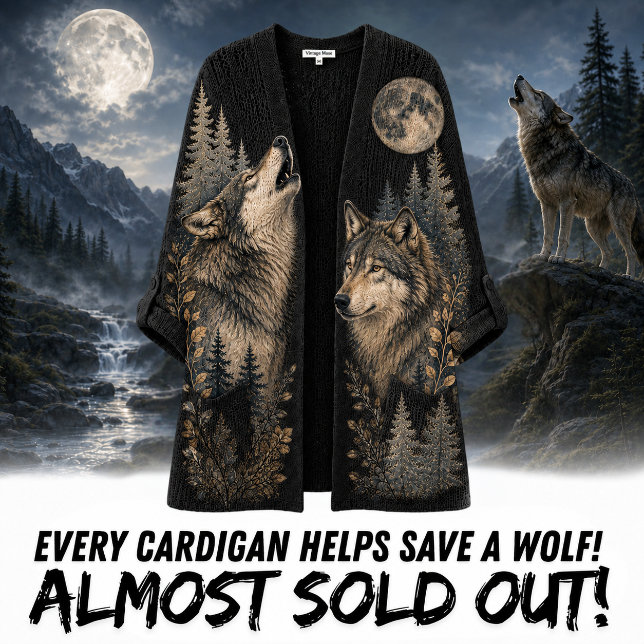 Women's Wolf Cardigan